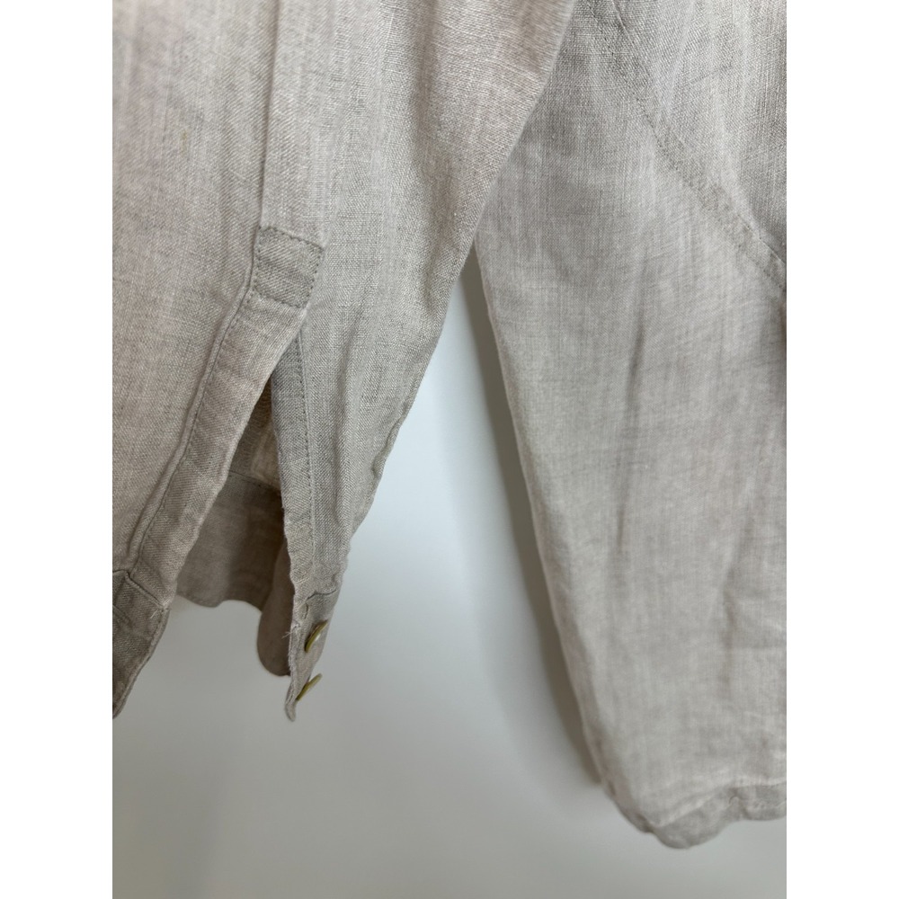 J.Jill Love Linen Beige V-Neck Asymmetrical Tunic Top XL Petite Lagonlook Relax - Picture 7 of 12